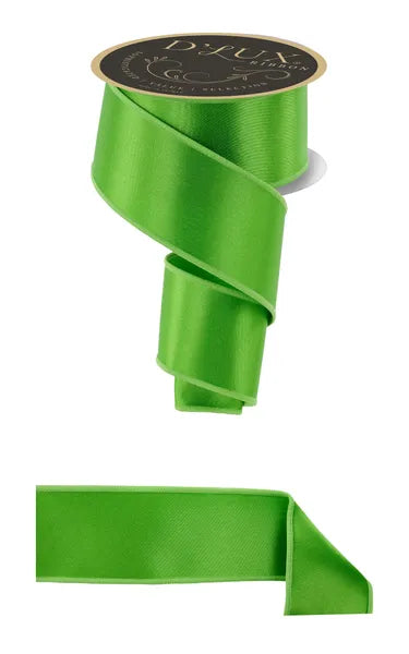 2.5 Inch By 10 Yards Fresh Green Satin Fused Ribbon