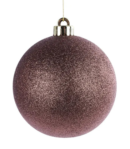 4.75 Inch Brown Glittered Ball Ornament