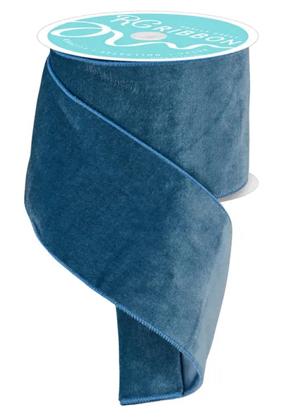4 Inch By 10 Yard Smoke Blue Deluxe Velvet With Satin Backing Ribbon