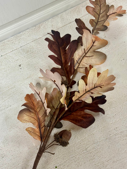 35 Inch Coffee Brown Oak Leaf And Acorn Spray