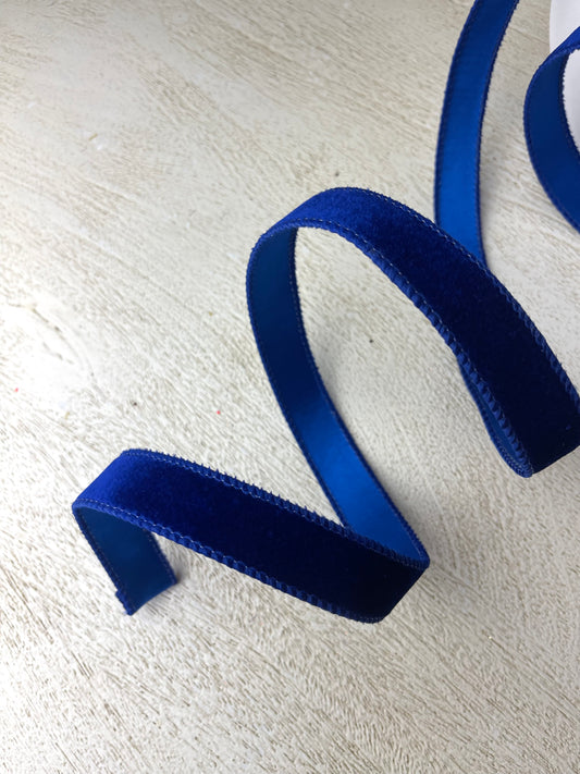 7/8 Inch By 10 Yard Royal Blue Ribbon Velvet With Satin Backing
