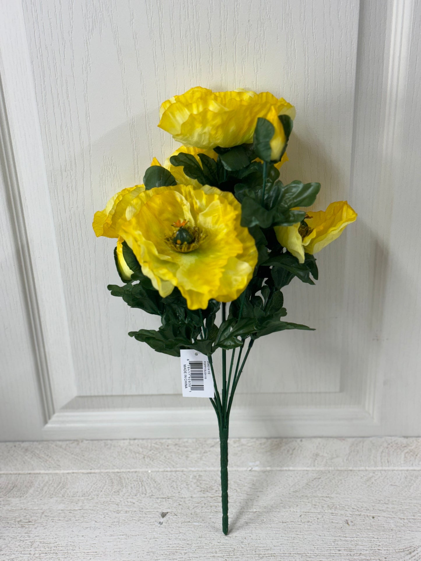 17 Inch Yellow Poppy Floral Bush