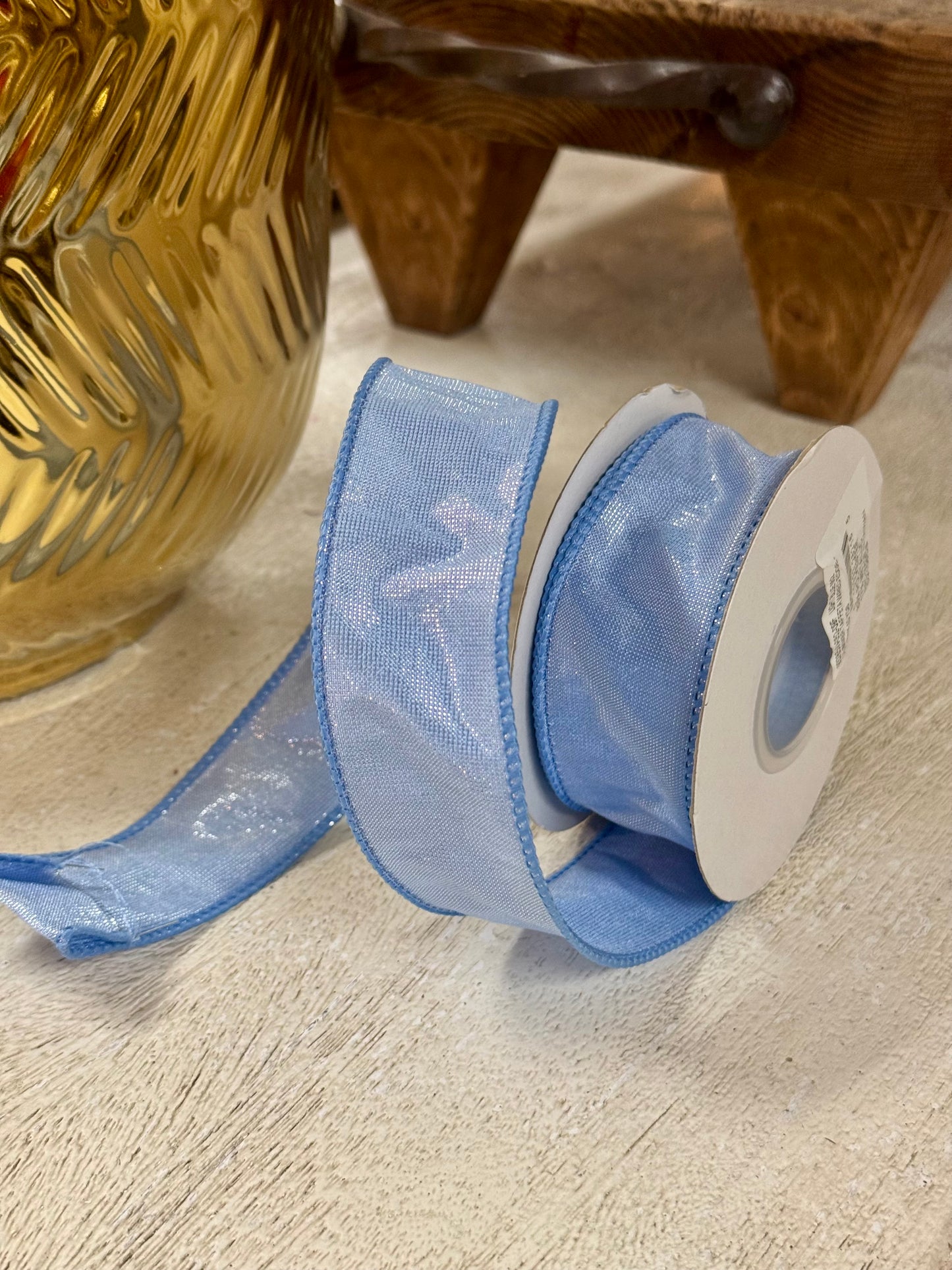 1.5 Inch By 10 Yard Light Blue Glimmer Taffeta Ribbon