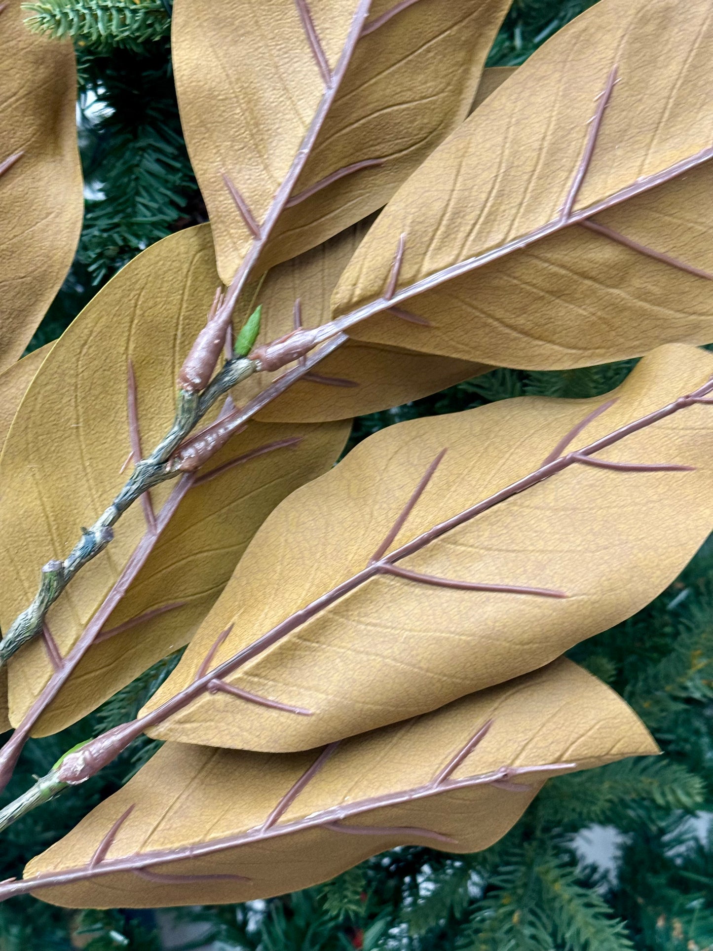 36 Inch Green And Brown Magnolia Leaves Spray