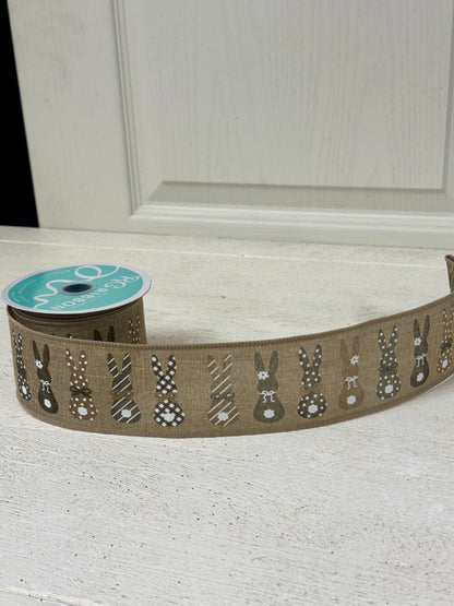 2.5 Inch By 10 Yard Natural Bunny Silhouette Ribbon