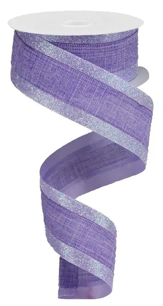 1.5 Inch By 10 Yard Lavender Iridescent Royal Burlap Glitter Ribbon