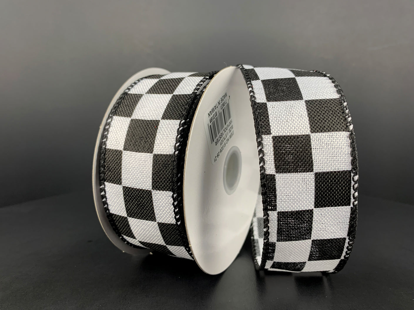 1.5 Black and White Check Ribbon (10 Yards)