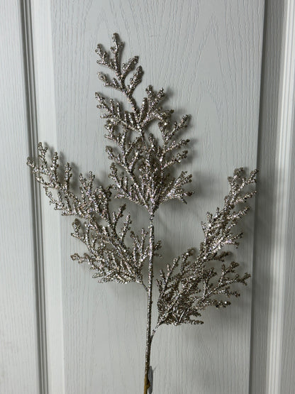 28.5 Inch Champagne Glitter Lycopodium Spray