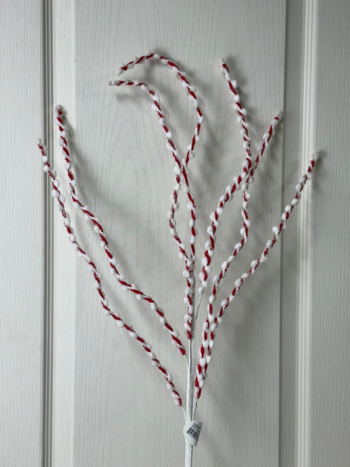 34 Inch Red And White Chenille Peppermint Twist Spray