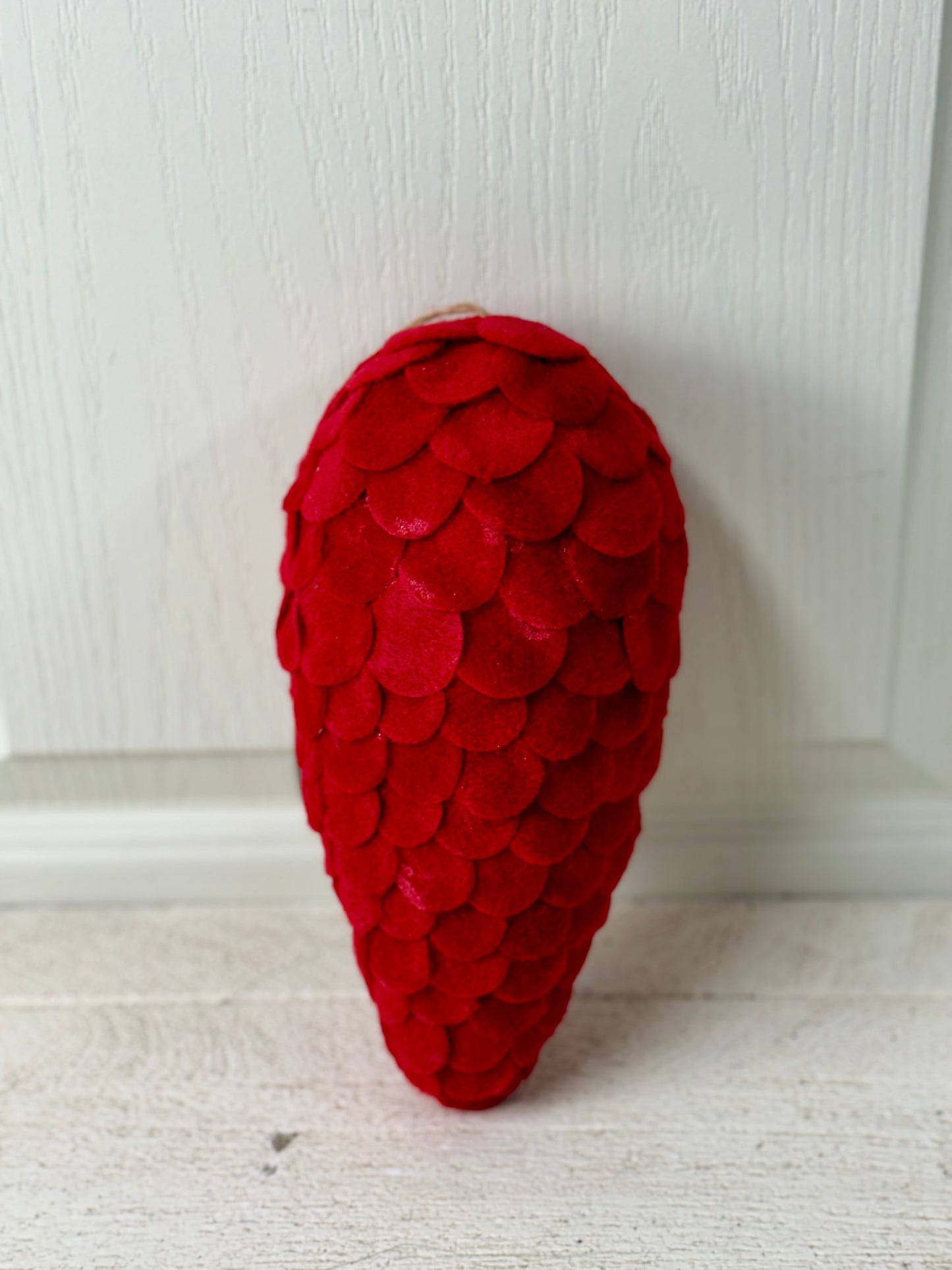 8 Inch Red Felt Pinecone Ornament