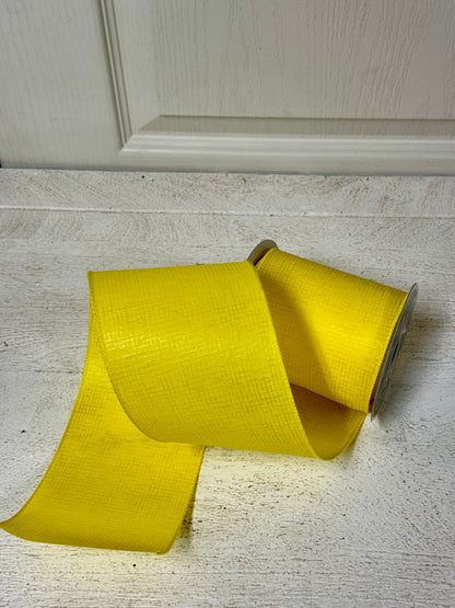 4 Inch By 10 Yard Yellow Cross Hatch Ribbon