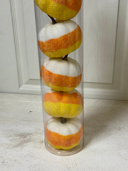 Candy Corn Striped Pumpkins Set Of Six Pumpkins