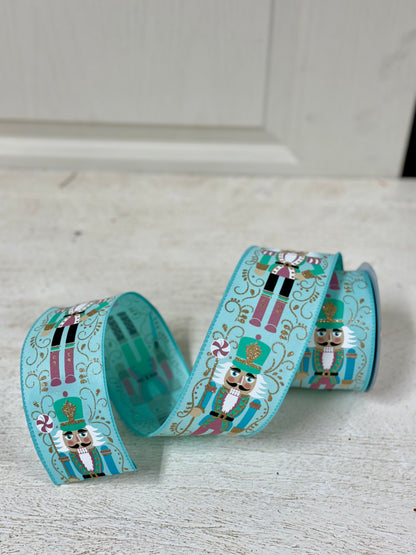 2.5 Inch bY 10 Yard Ice Blue Nutcracker Ribbon