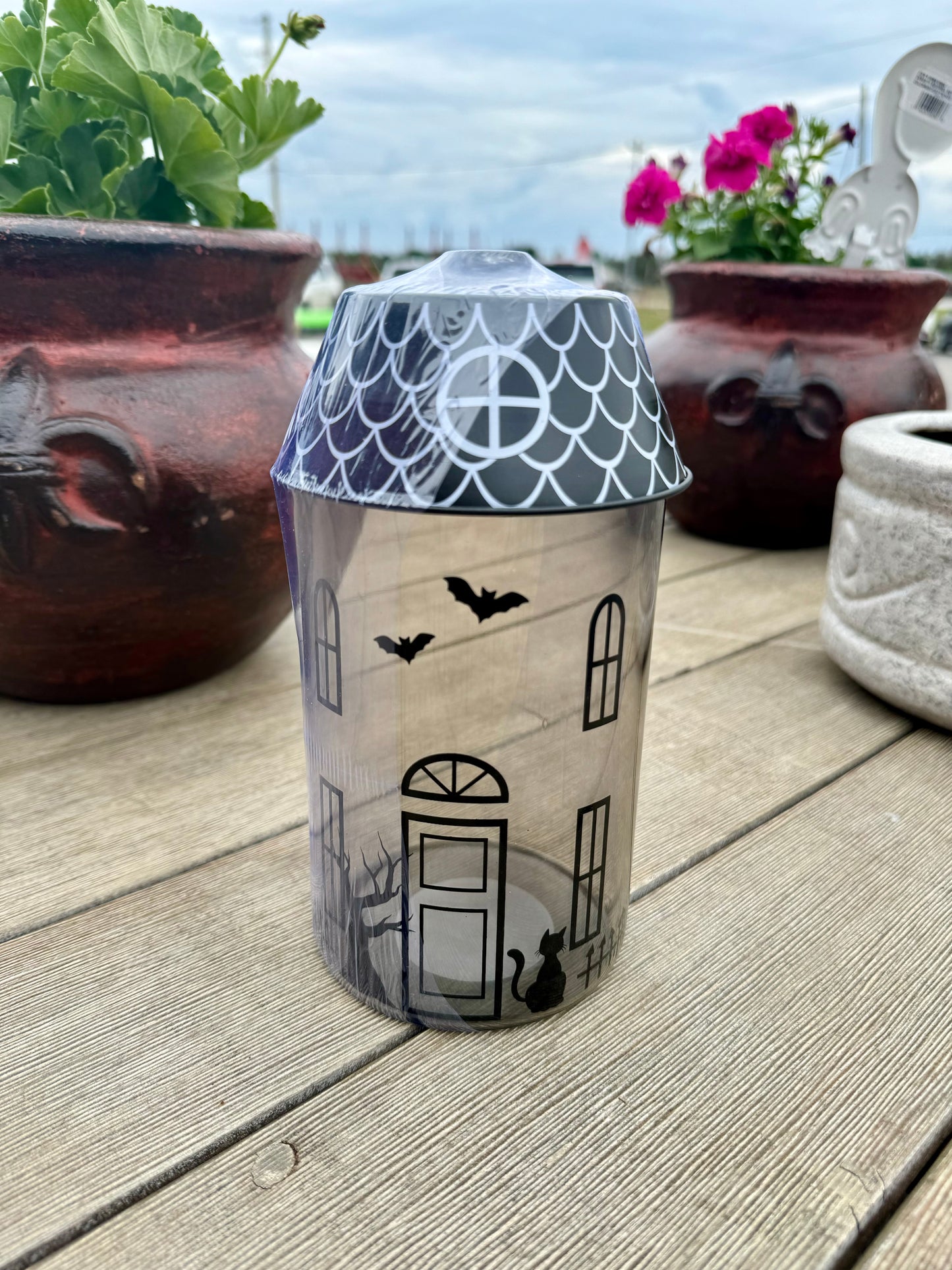 Haunted House Halloween Glass Jar