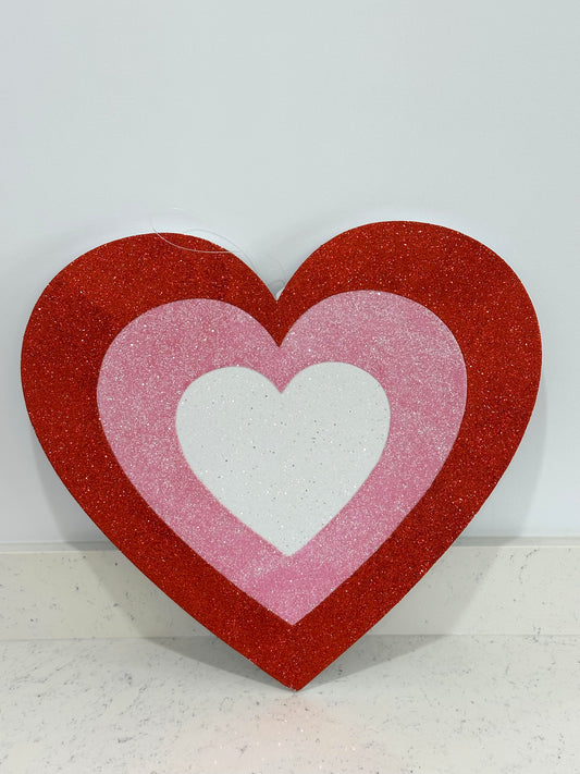 Red Pink And White Glittered Eva Heart