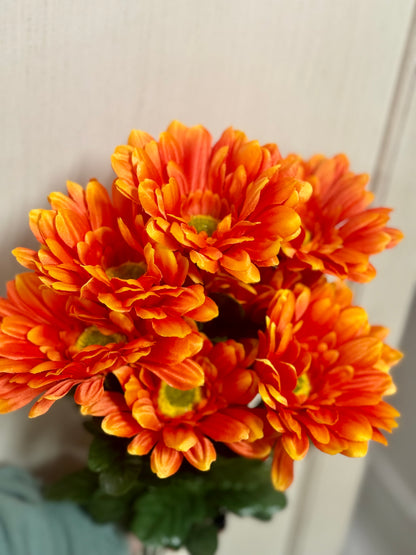 21 Inch Orange Gerbera Daisy Floral Bush