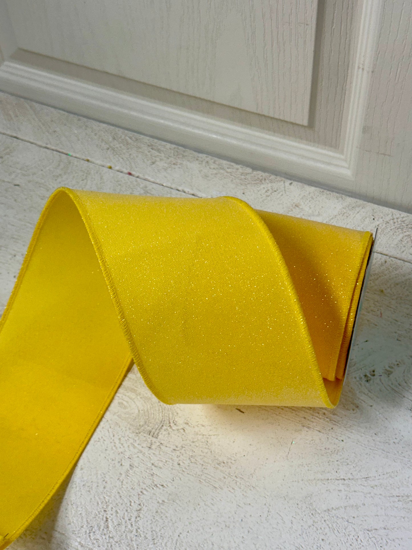 4 Inch By 10 Yard Yellow Crystal Shine Ribbon