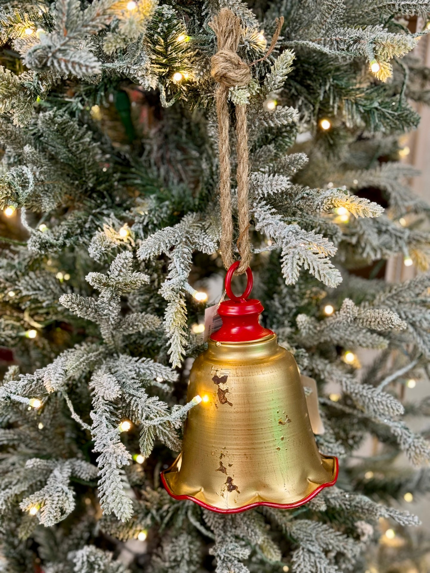 Large Gold And Red Ruffle Bell Hang