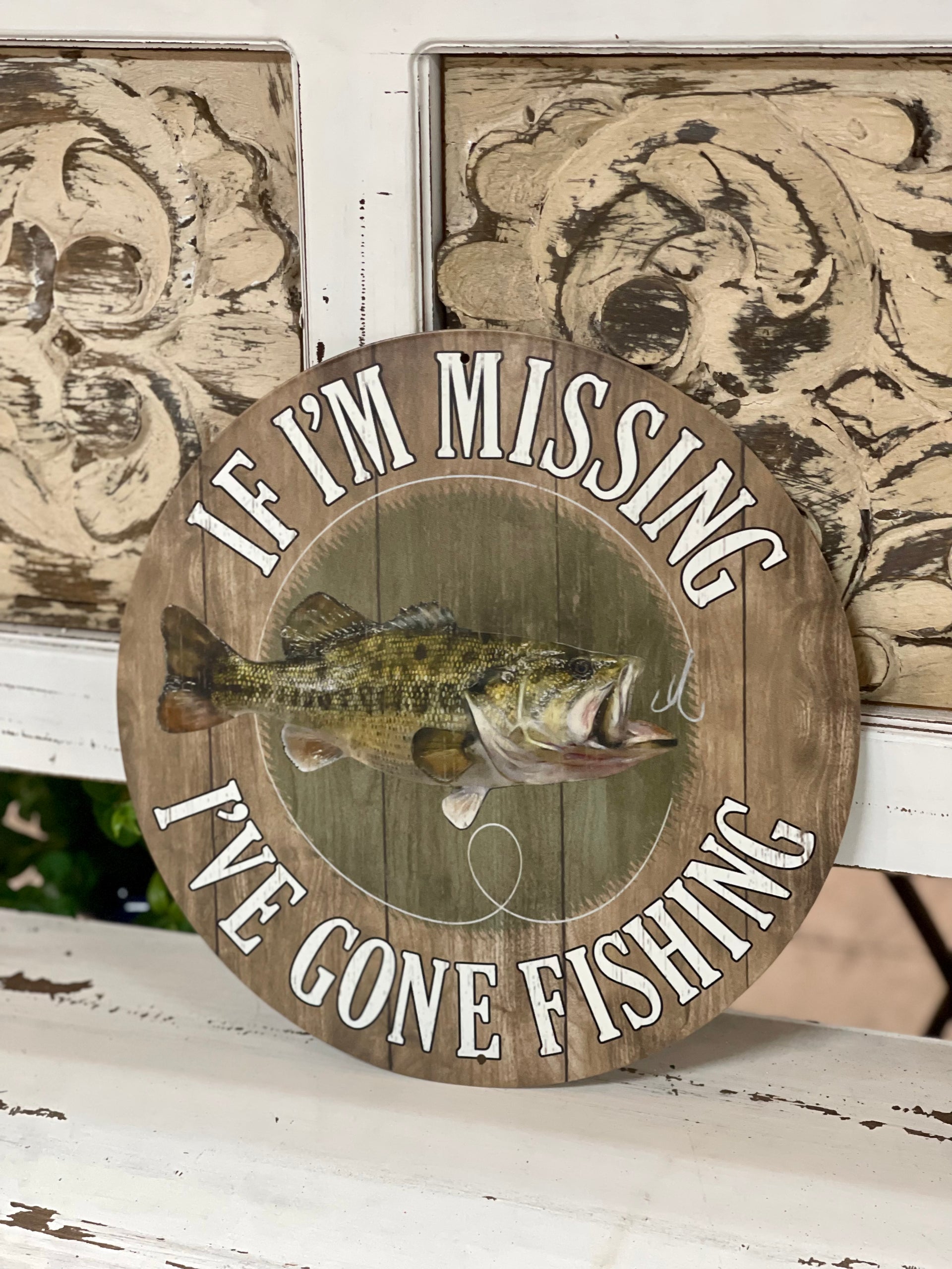 12 Inch Gone Fishing Metal Sign – TMIGifts