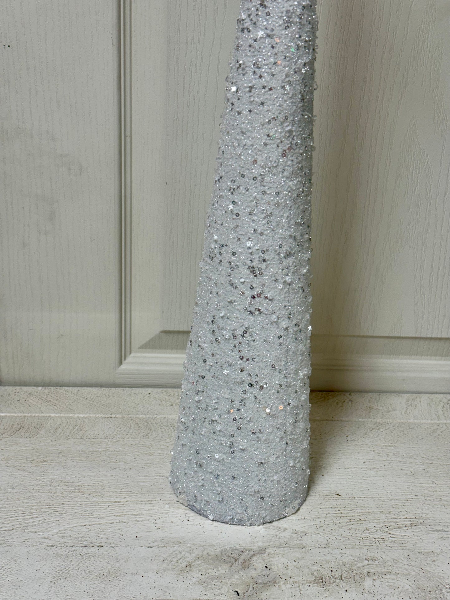 23.5 Inch White Glitter Cone Tree