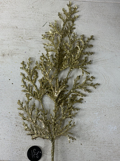 28.5 Inch Gold Glitter Lycopodium Spray