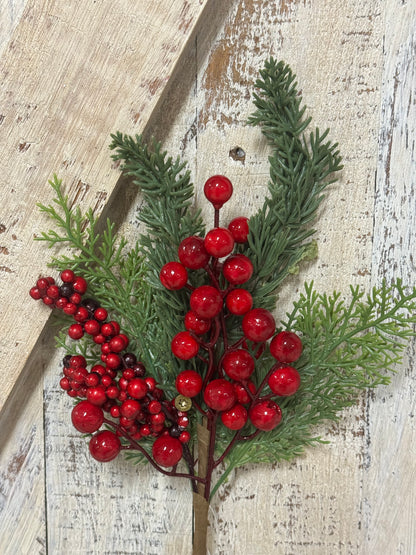 14 Inch Red Berry Holly Spray