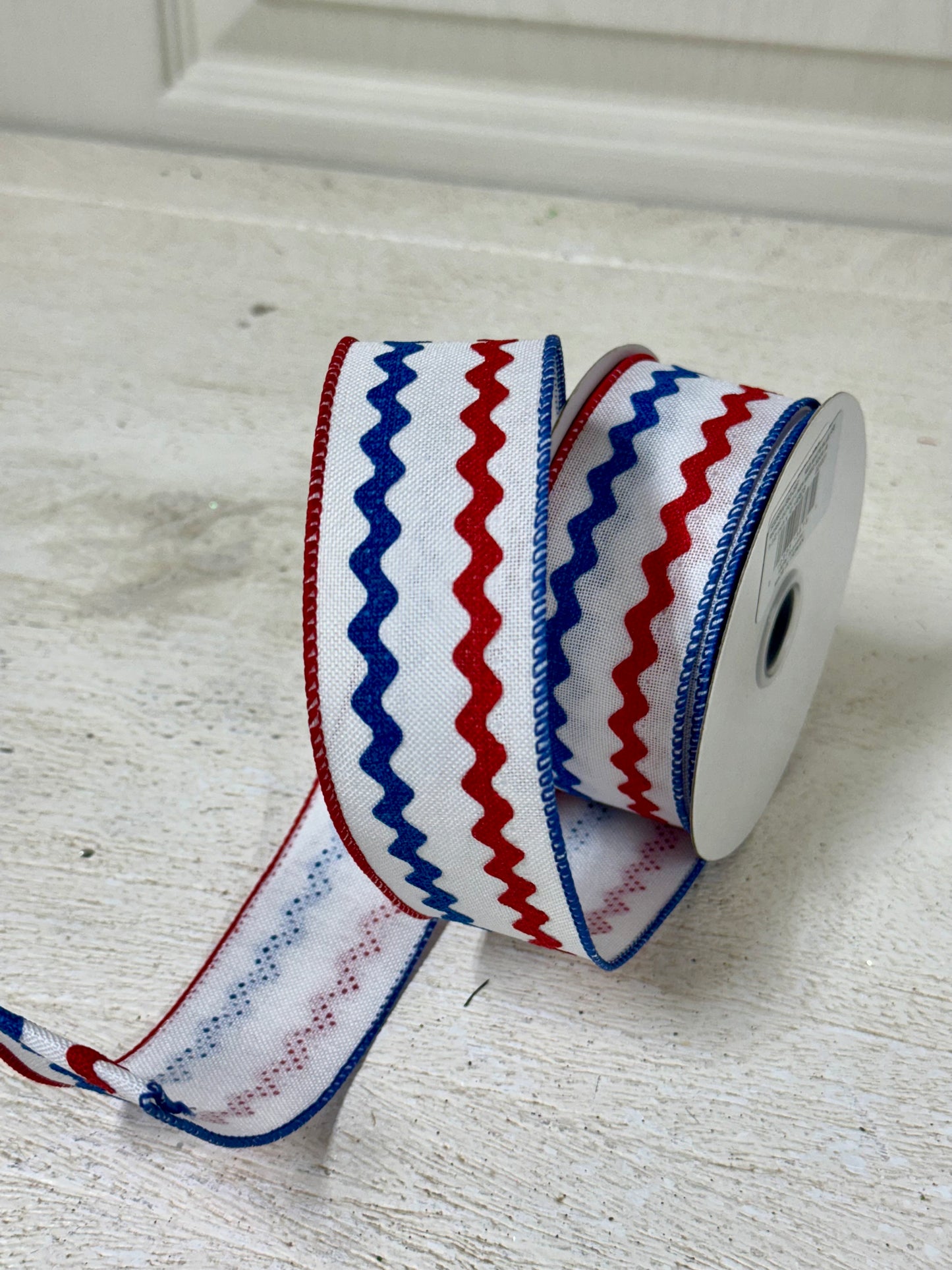 1.5 Inch By 10 Yard Red White And Blue Ric Rac Ribbon