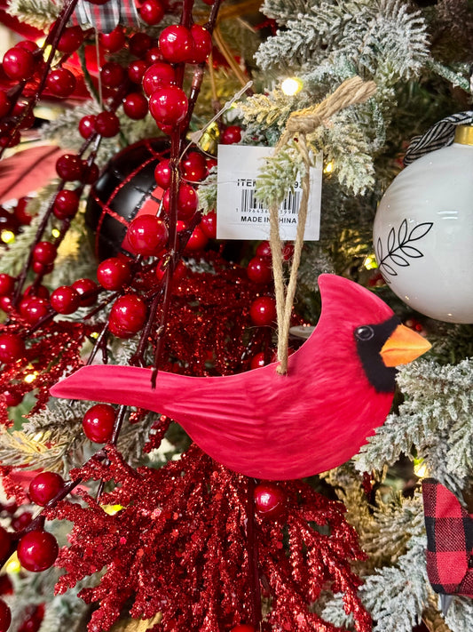 5.5 Inch Red Double Sided Metal Cardinal Ornament