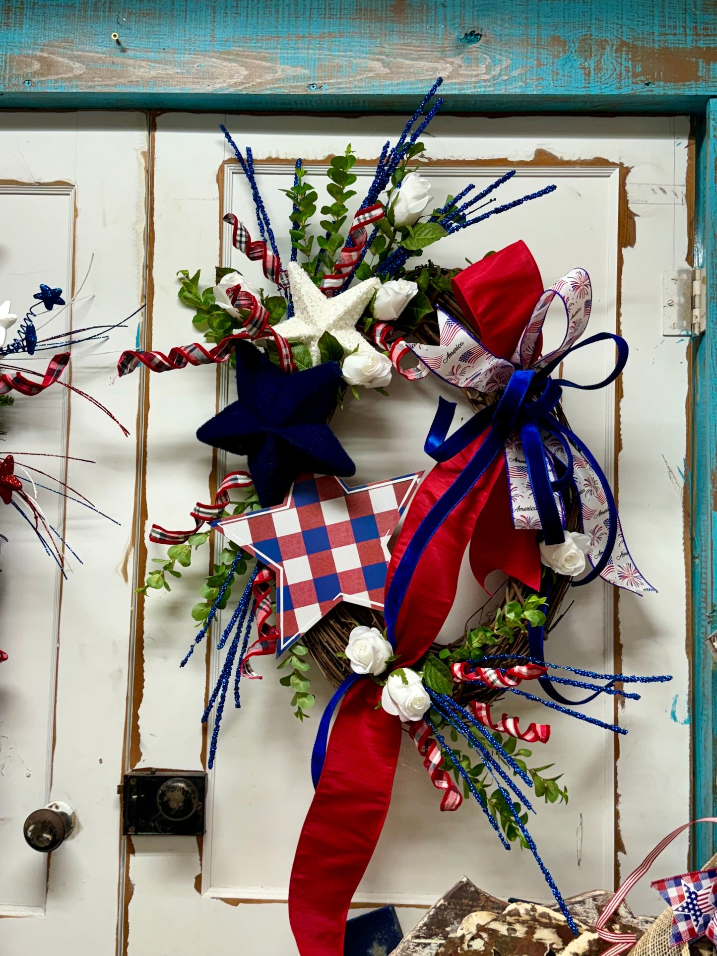 Patriotic Star Grapevine Premade Wreath