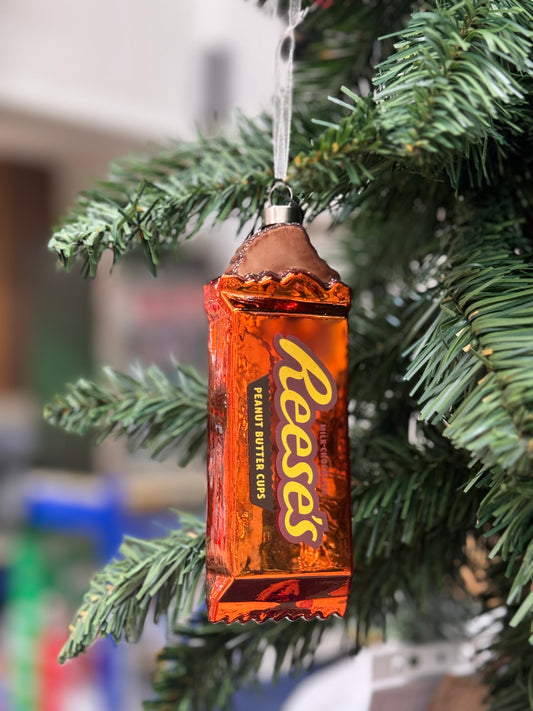 Kat And Annie Reese's Peanut Butter Cups Glass Ornament