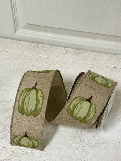 2.5 Inch By 10 Yard Sage Green Pumpkin Ribbon