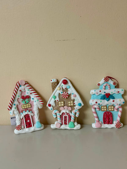 5 Inch Clay Gingerbread House Ornament Three Styles