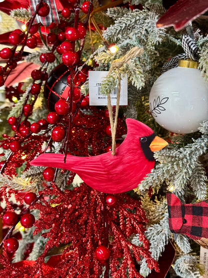 5.5 Inch Red Double Sided Metal Cardinal Ornament