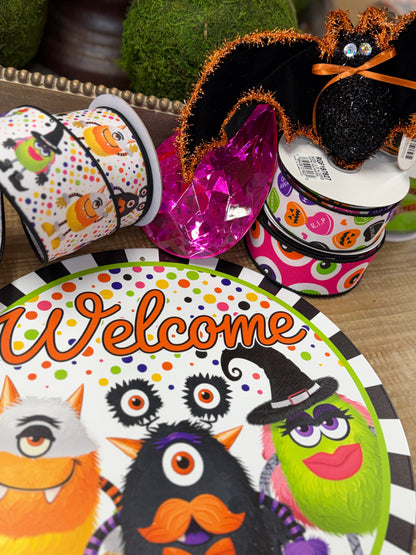 12 Inch Metal Multicolor Welcome Monster Sign