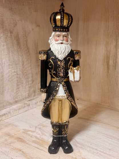 10 Inch Black And Gold Santa Soldiers With Horn And Package Two Styles