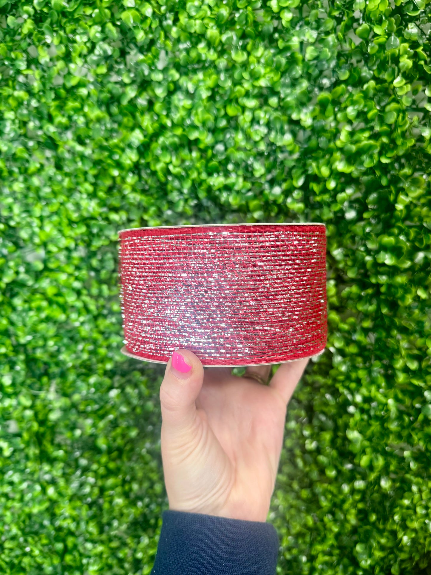 3 Inch by 20 Yards Red with Silver Glamour Designer Netting
