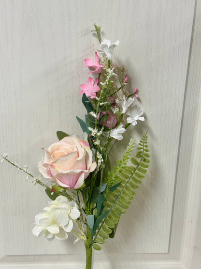 19 Inch Pink And Cream Rose Hydrangea Flower Spray