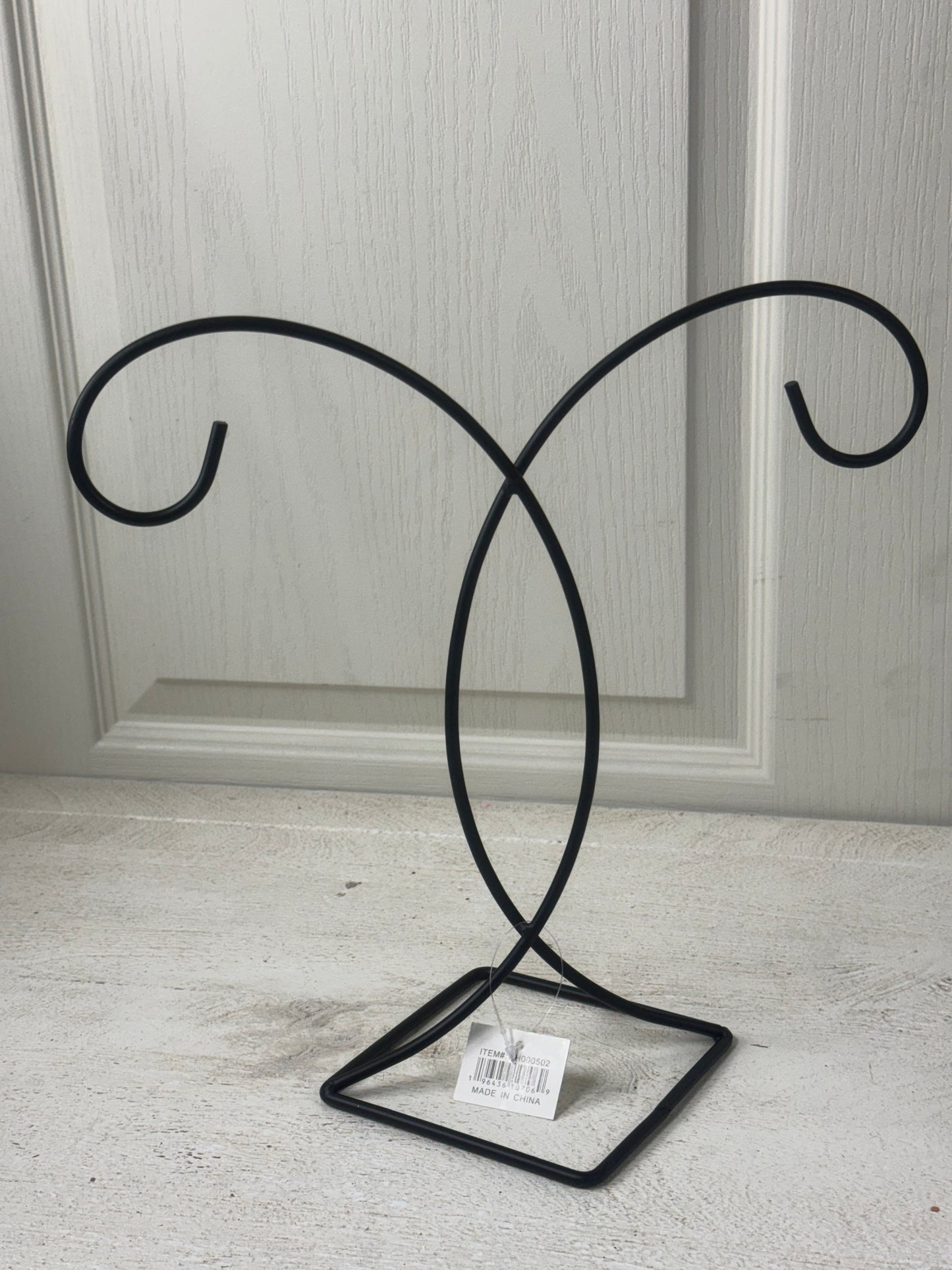 11.75 Inch Black Metal Double Ornament Holder