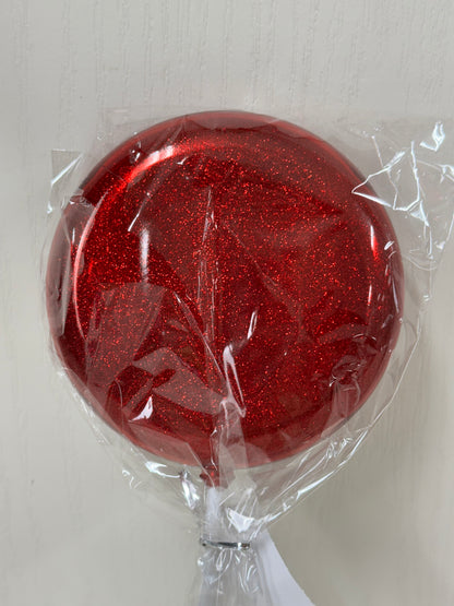 5 Inch Red Glitter Lollipop With Stick