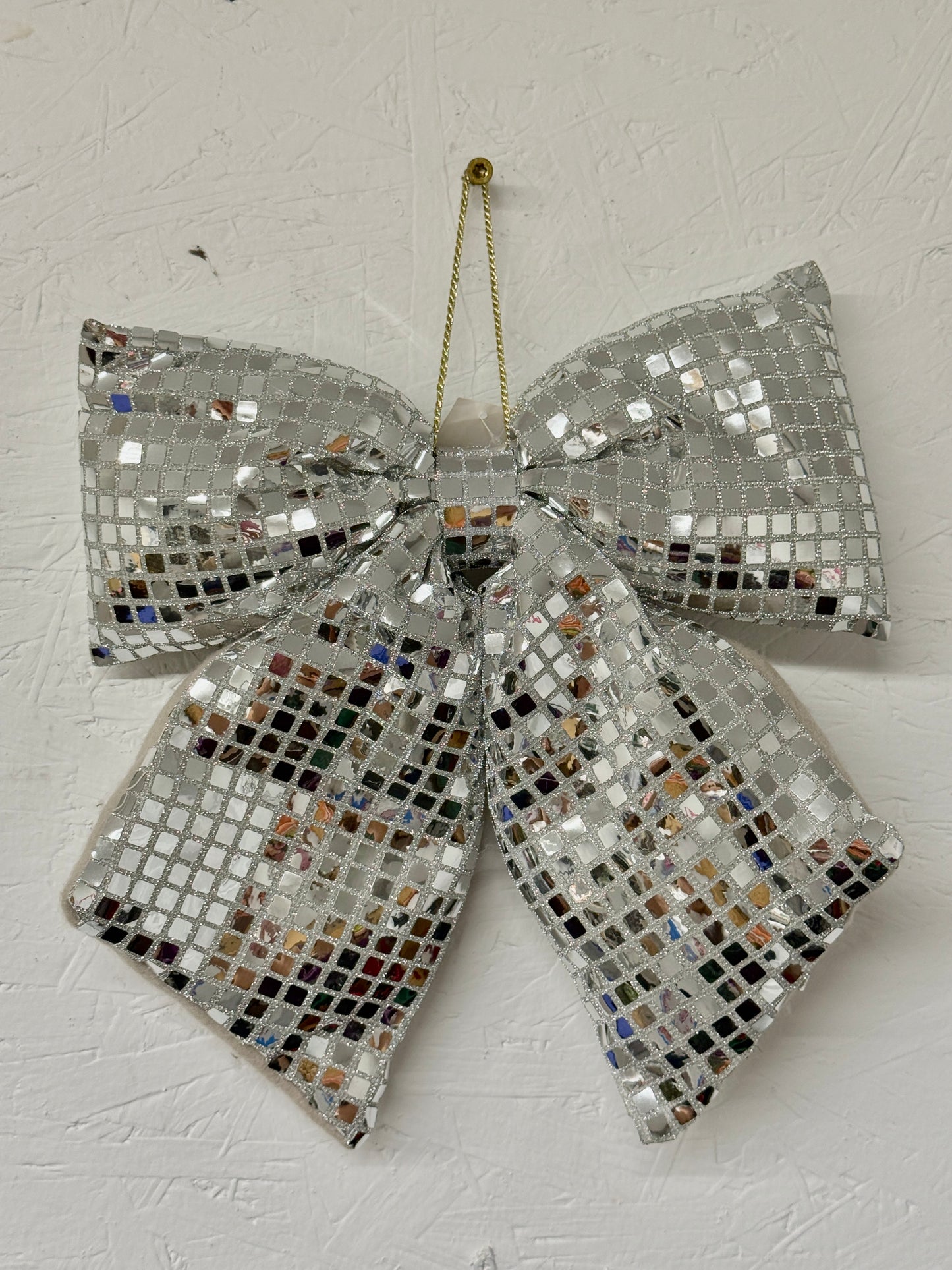 12 Inch Silver Bow Ornament