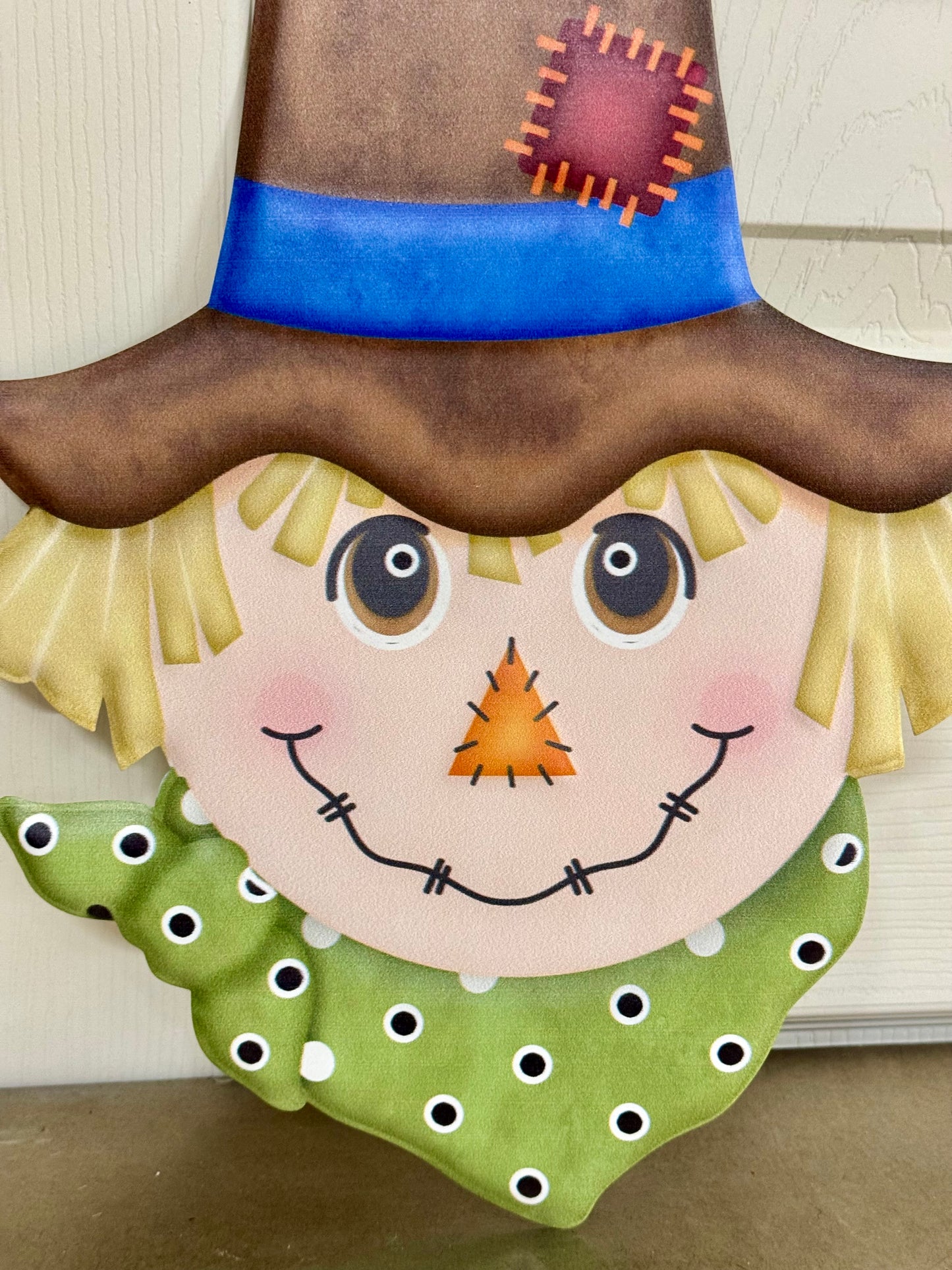 12 Inch Green And Brown Scarecrow Metal Sign