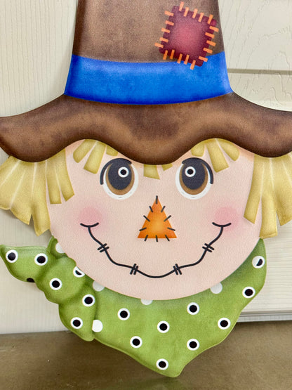 12 Inch Green And Brown Scarecrow Metal Sign