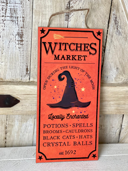 Witches Market Wooden Sign