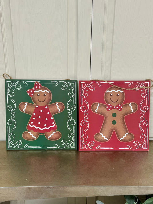 12 Inch Wooden Gingerbread Square Sign 2 Styles