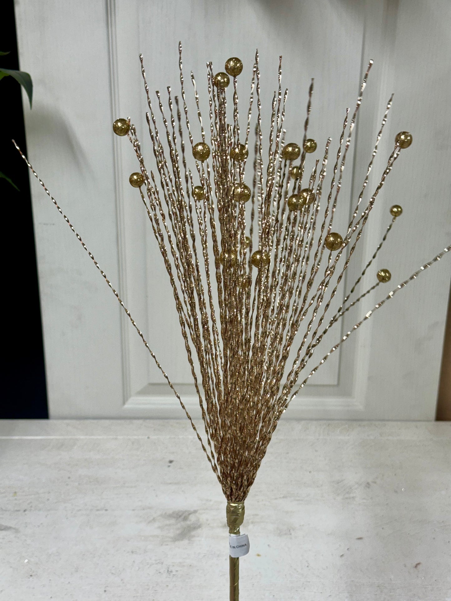 30 Inch Gold Tinsel And Ball Spray