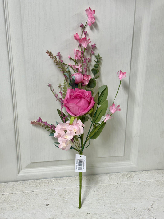 19 Inch Multi Pink Rose And Hydrangea Flower Spray