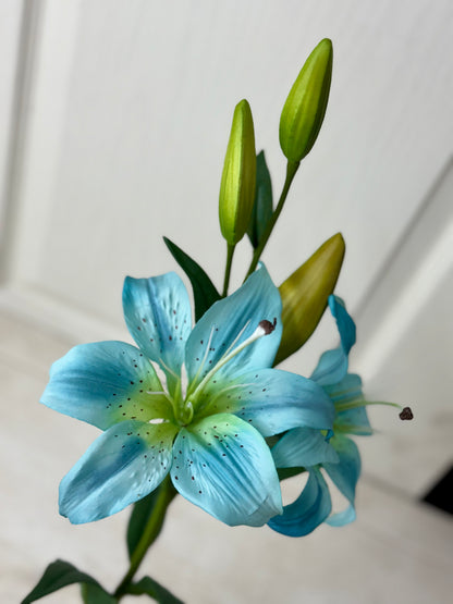 34.5 Inch Blue Tiger Lily Floral Stem