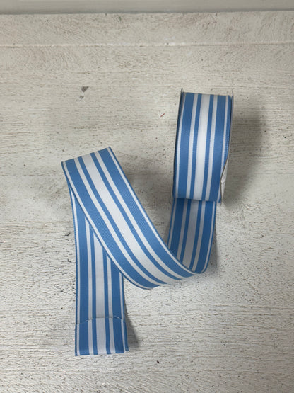 1.5 Inch By 10 Yard Baby Blue And White Striped Ribbon