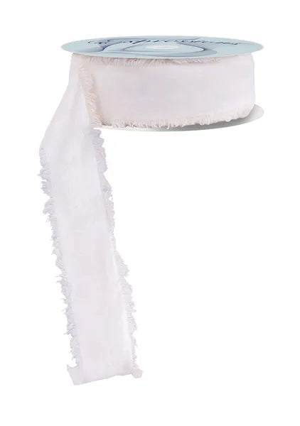 1.5 Inch By 10 Yard Ivory Velvet Frayed Edge Ribbon