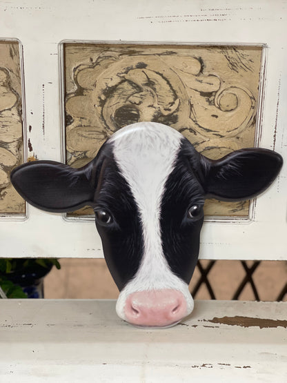 Black And White Metal Cow Head Sign